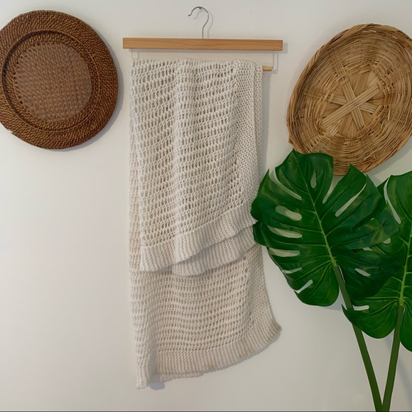 Vintage Cream Crochet Macrame Afghan Throw Blanket - Picture 4 of 8